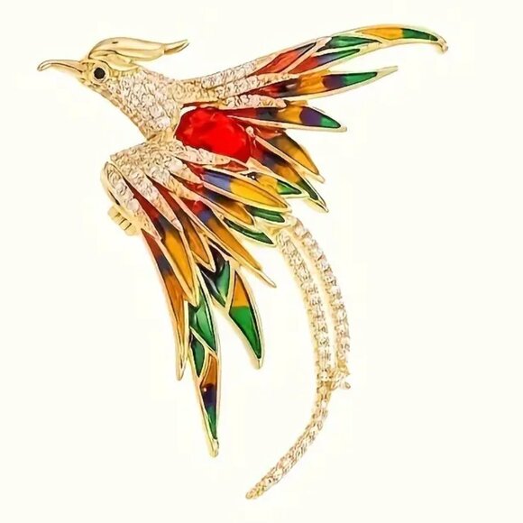 COLORFUL PHOENIX BROOCH - Picture 2 of 2
